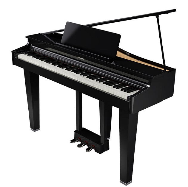 Un piano à queue chez vous  Le GP-3 est le plus compact et le plus abordable des pianos à queue de la fameuse gamme GP, vous procurant des performances pianistiques premium dans un format compact unique, capable de s'imposer dans tout type d'intérieur. Il bénéficie sous tous ses aspects des fonctions modernes et des avantages Roland, du générateur de sons de piano organiques au clavier à mécanisme de marteaux, en passant par l'enregistreur intégré, la connectivité audio/MIDi par Bluetooth® et l'intégration totale de l'appli Roland Piano. Si vous avez toujours voulu posséder un piano à queue, mais pensiez n'avoir ni la place nécessaire ni le budget disponible pour cela, le GP-3 va donner vie à votre rêve.     Un piano à queue pour les petites pièces, de faible encombrement et de faible profondeur (698 mm)     Une finition noire brillante élégante avec des détails élaborés avec soin     Les technologies premium Roland s'allient pour procurer une expérience pianistique complète     Un générateur de sons Piano Reality Standard procurant des sons et une réponse de piano exceptionnels     Un clavier PHA-4 Standard avec action de marteaux, échappement et matériaux Ivory Feel     Une technologie de détection accélérée du jeu pour une réponse au toucher ultra détaillée     Des pédales forte, douce et de soutien pour appliquer les techniques évoluées de demi pédale     Un système de haut-parleurs stéréo qui procure un son immersif     La connexion à un smartphone ou une tablette via Bluetooth pour jouer sur ses morceaux préférés et travailler avec des applis de musique MIDI     Contrôlez les fonctions du GP-3 et découvrez divers cours grâce à l'appli compagnon Roland Piano     Métronome, enregistreur et double sortie casque pour la pratique au quotidien     Des ports USB pour la connexion à un ordinateur ou une mémoire de stockage